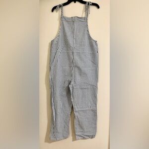 Blue and White Striped Jumpsuit with Tie Straps